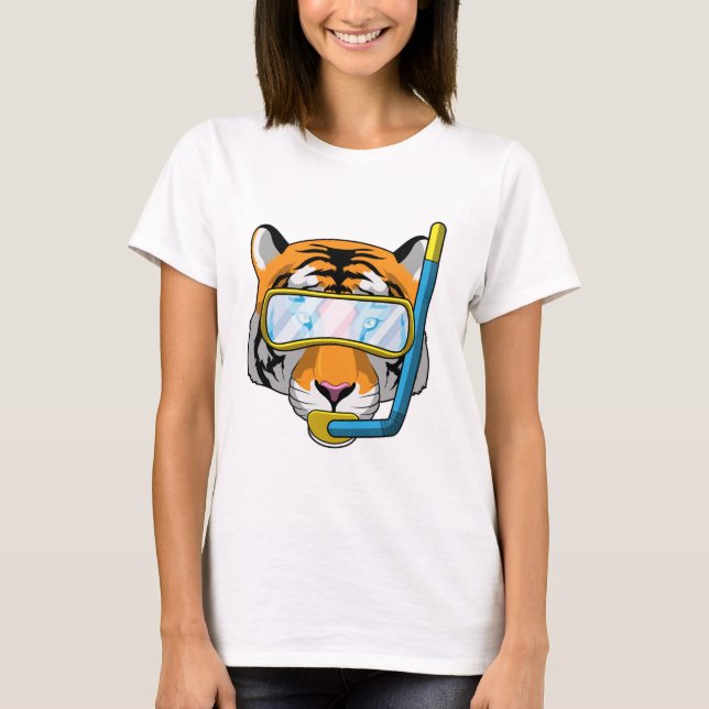 Camiseta Tigre como mergulhador com Snorkel (Frente)