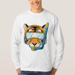 Camiseta Tigre como mergulhador com Snorkel