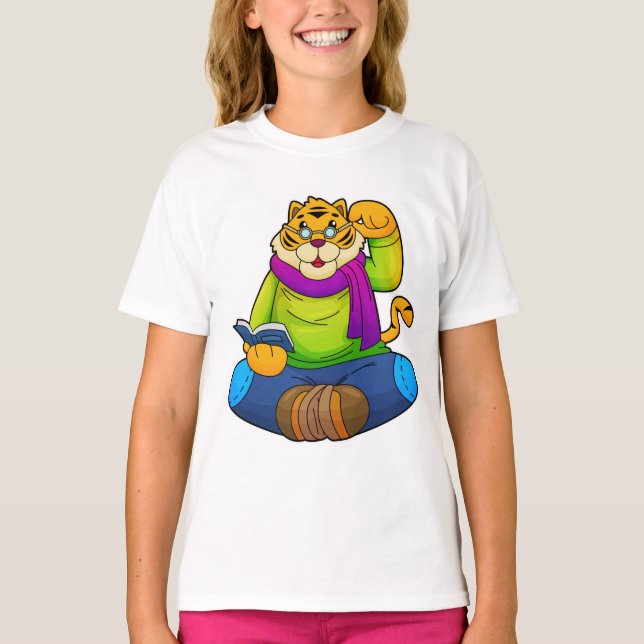 Camiseta Tigre como Nerd do Livro (Frente)