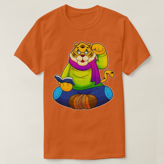 Camiseta Tigre como Nerd do Livro (Frente do Design)