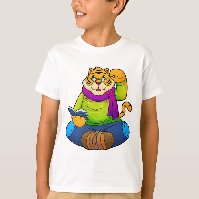 Camiseta Tigre como Nerd do Livro (Frente)