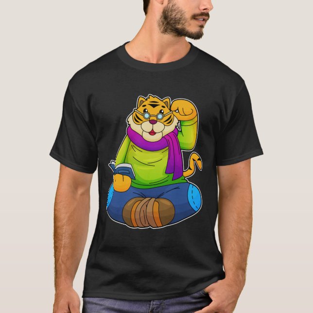 Camiseta Tigre como Nerd do Livro (Frente)