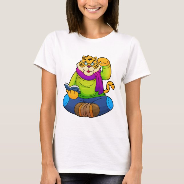 Camiseta Tigre como Nerd do Livro (Frente)