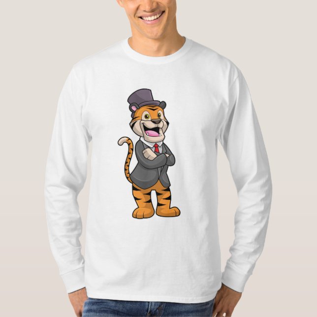 Camiseta Tigre como o Groom com Jaqueta e Chapéu (Frente)