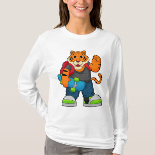 Camiseta Tigre como skater com skate