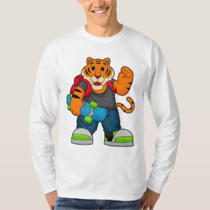 Camiseta Tigre como skater com skate
