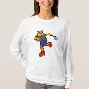 Camiseta Tigre como Tênis com raquete Tênis