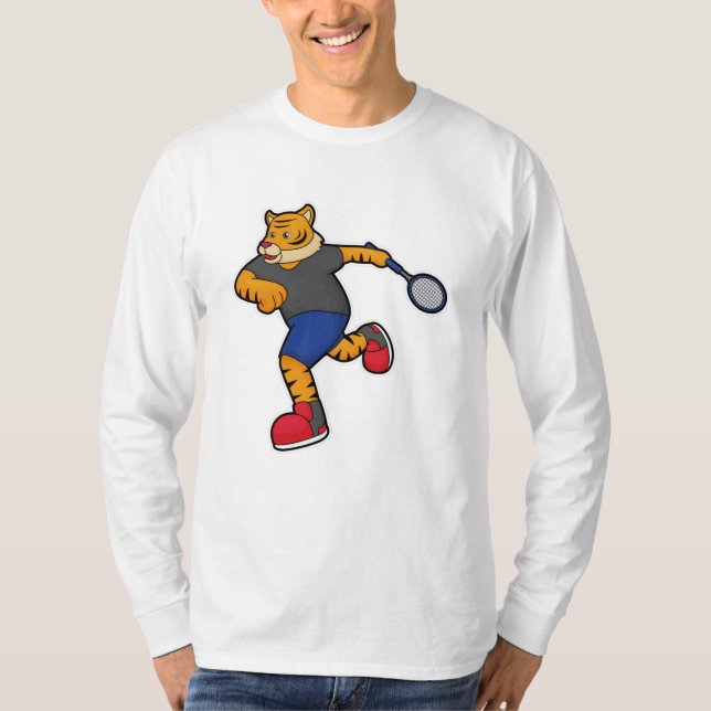 Camiseta Tigre como Tênis com raquete Tênis (Frente)