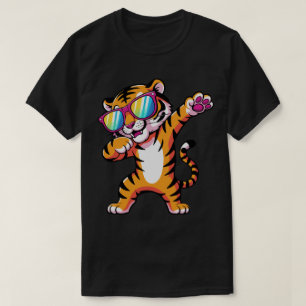 Camiseta Tigre Dabbing Com Óculos De Sol Tigre Engraçado e