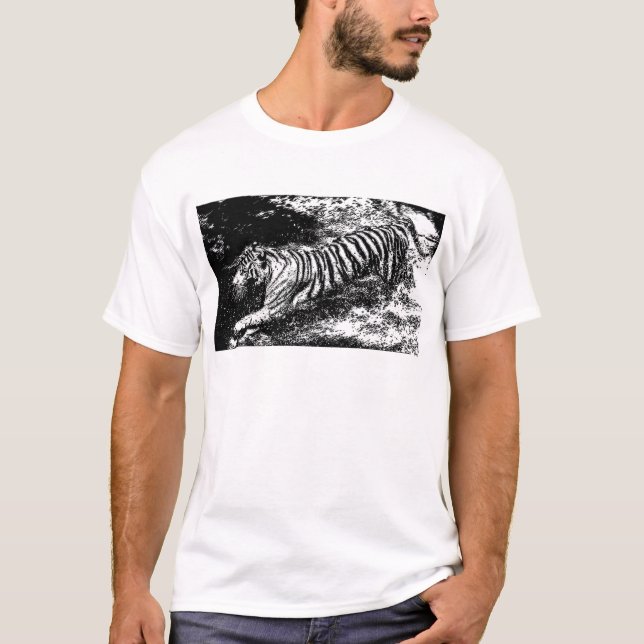 Camiseta Tigre de Atacar Preto e Branco (Frente)