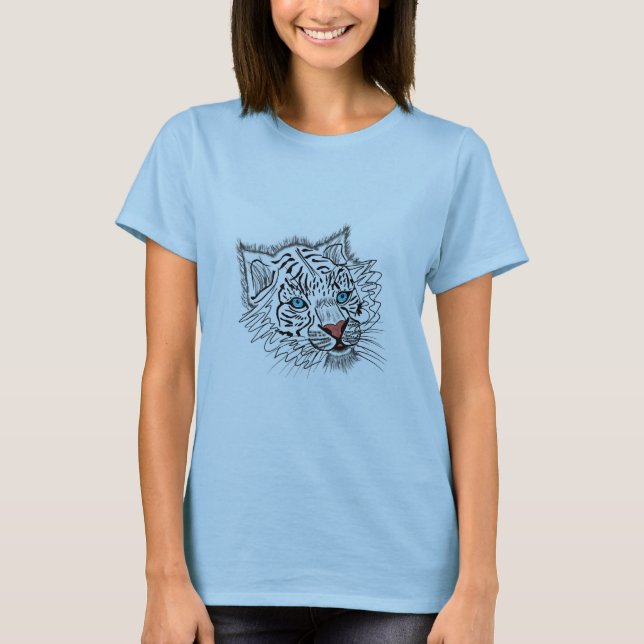 Camiseta Tigre de bebê de olhos azuis (Frente)