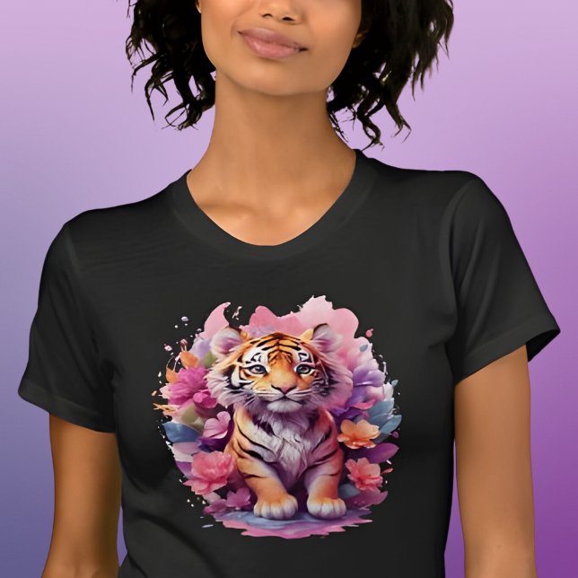 Camiseta Tigre de Bebê em Flores (Criador carregado)