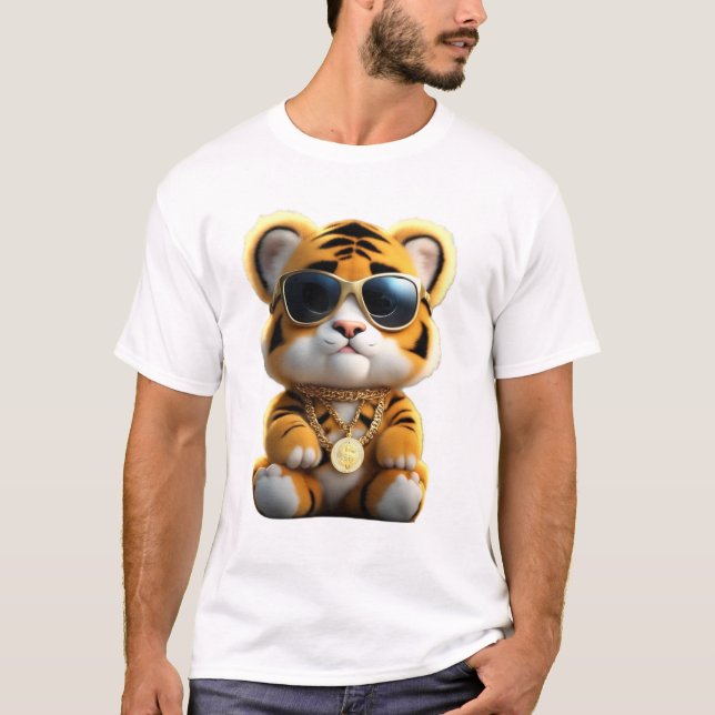 Camiseta Tigre De Bebê legal, Bonito E Fluffy (Frente)