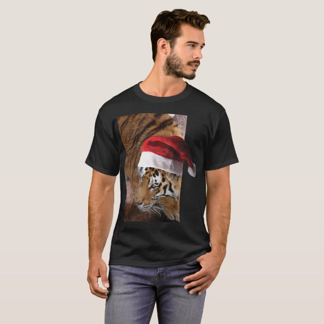 Camiseta Tigre-de-bengala de Natal (Frente Completa)