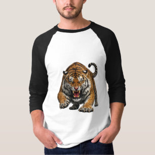 Camiseta Tigre de Bengala Feroz no Meio do Salto Vida Selva