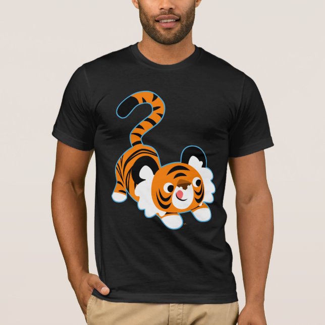 Camiseta Tigre De Cartoon Bonito Pronto Para Tocar Camisa-T (Frente)