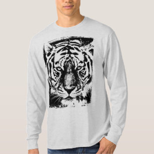 Camiseta Tigre de Cinza de Modelo de Leve Longa Moderna