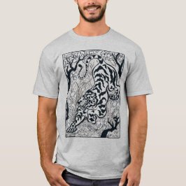 Camiseta Tigre De Cinza Vintage Na Arte Da Selva
