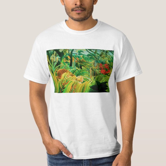 Camiseta Tigre de Henri Rousseau em um t-shirt tropical da (Frente)