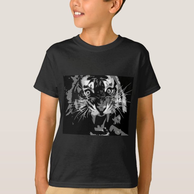 Camiseta Tigre de Raios Preto e Branco (Frente)