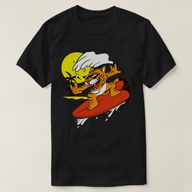 Camiseta Tigre de surfe legal (Frente do Design)