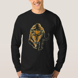 Camiseta Tigre Design de Gato Grande Em Posição De Ataque