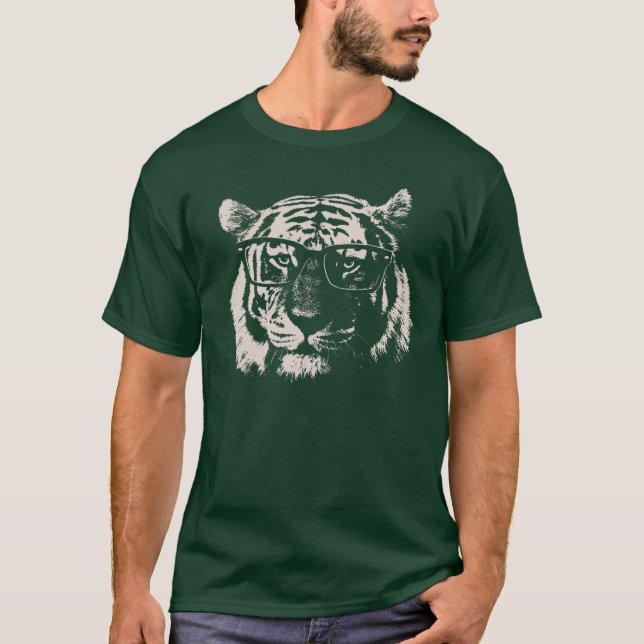 Camiseta Tigre do hipster com vidros (Frente)