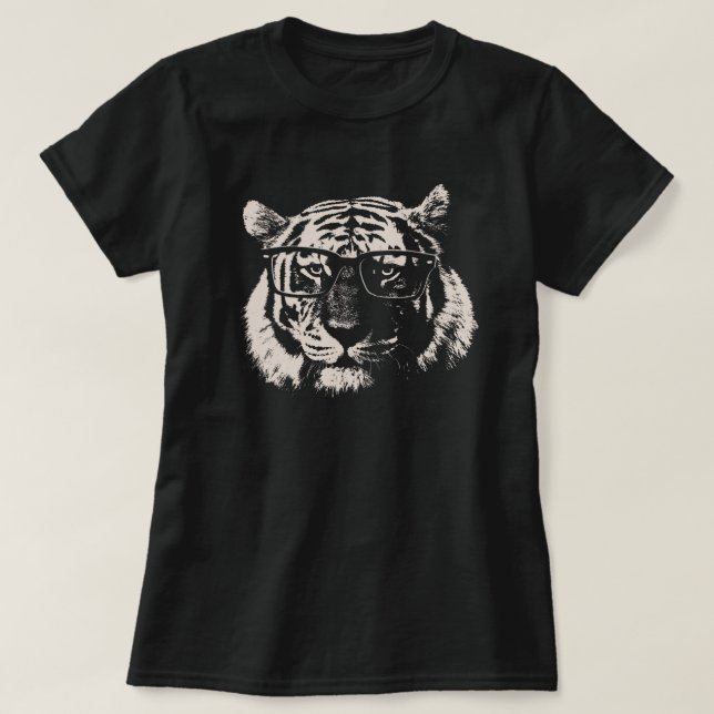 Camiseta Tigre do hipster com vidros (Frente do Design)