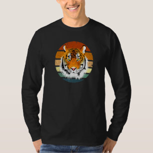 Camiseta Tigre do Pôr do Sol Retrô Angustiado para Homens M