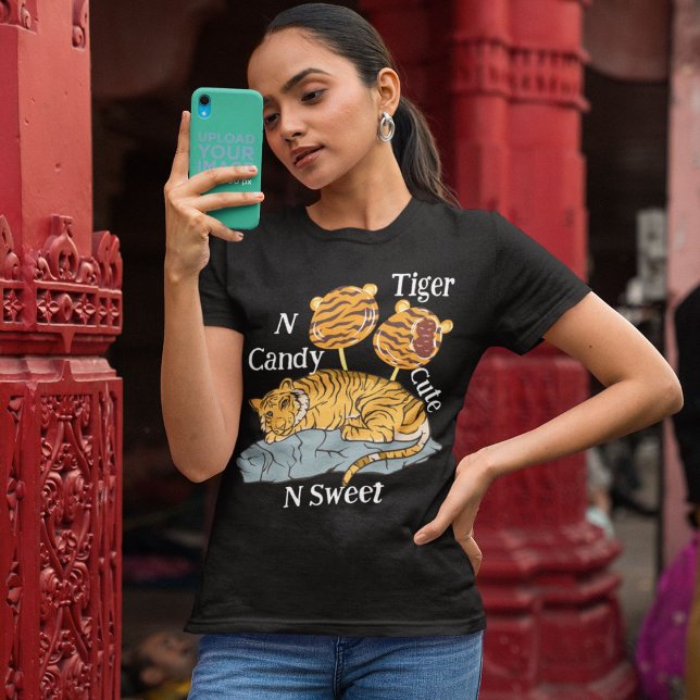 Camiseta Tigre E Doces, Cuta E Negras De Animais Doce (Criador carregado)