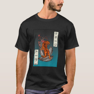 Camiseta Tigre E Flores O Espírito Animal Japonês Kanji Vin