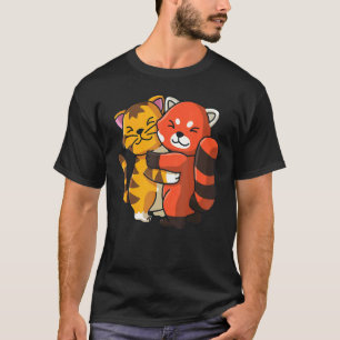 Camiseta Tigre E Zoológico Vermelho Abraçando Bichos