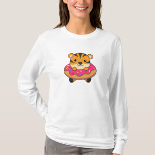 Camiseta Tigre Em Animais De Cuta Rosquinha Para Crianças E
