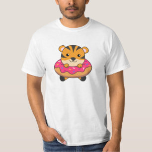 Camiseta Tigre Em Animais De Cuta Rosquinha Para Crianças E