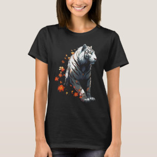 Camiseta Tigre em branco - Arte Flor - Tigre de Arte Animal