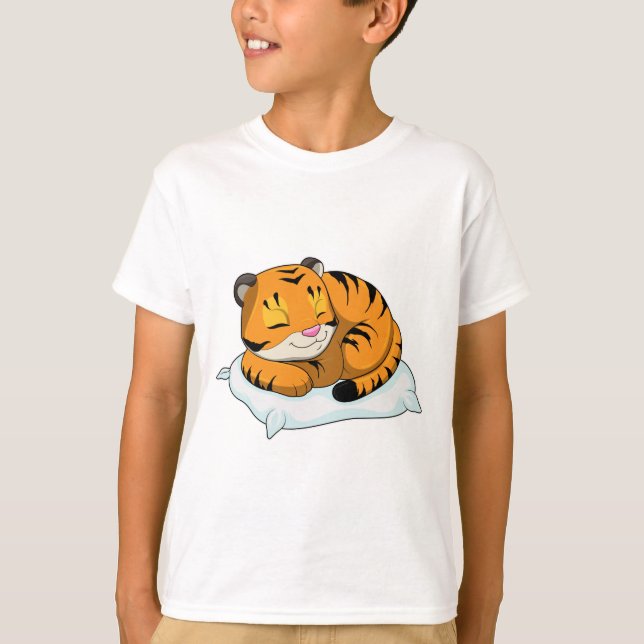 Camiseta Tigre em dormir com o Travesseiro (Frente)