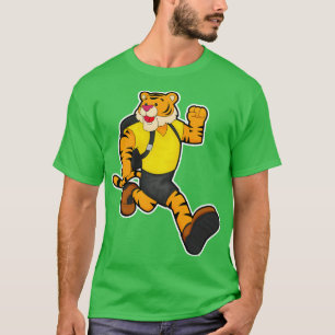 Camiseta Tigre em execução com mochila