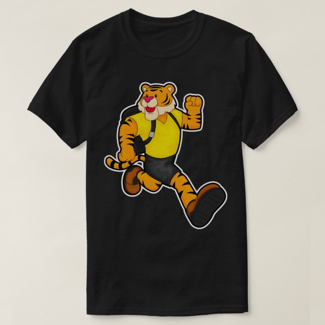 Camiseta Tigre em execução com mochila (Frente do Design)