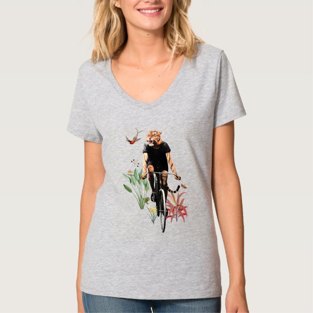 Camiseta Tigre em uma colagem de bicicleta (Frente)