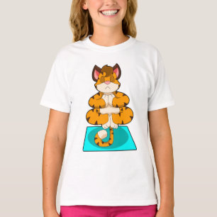 Camiseta Tigre em Yoga no tapete Yoga