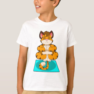 Camiseta Tigre em Yoga no tapete Yoga