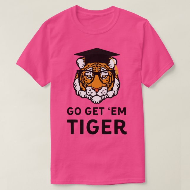 Camiseta Tigre engraçado com óculos e Boné de formatura (Frente do Design)
