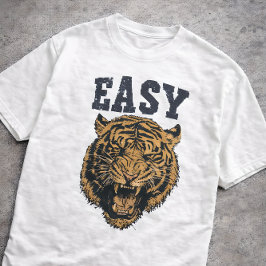 Camiseta Tigre FÁCIL Tipografia Vintage Distress Engraçada