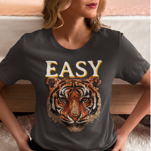 Camiseta Tigre Faux Sequin do Retrato Faux Trendente