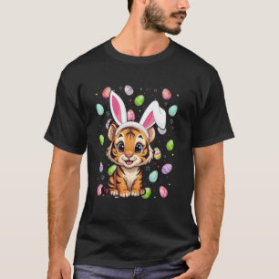 Camiseta Tigre Feliz Caça aos Ovos de Páscoa Orelha de Coel