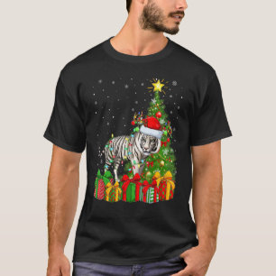 Camiseta Tigre Feriado Natal Papai Noel Tigre Branco Árvo