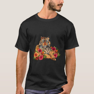 Camiseta Tigre-Flor Animal Para Tigre Chinês