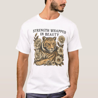 Camiseta Tigre Floral - Design de Força e Beleza