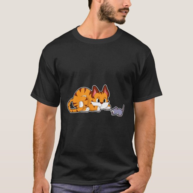 Camiseta Tigre gato com rato (Frente)