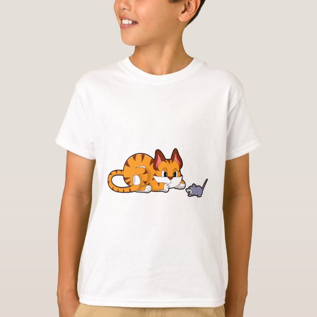 Camiseta Tigre gato com rato (Frente)